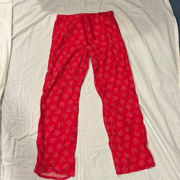 Victorias Secret Pajama Set Red with Pink Roses size small - Picture 3 of 3